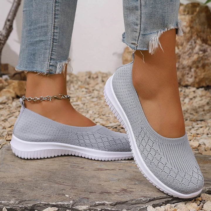 Slip-On Skor för Kvinnor | Stickad Överdel Stängd Tå