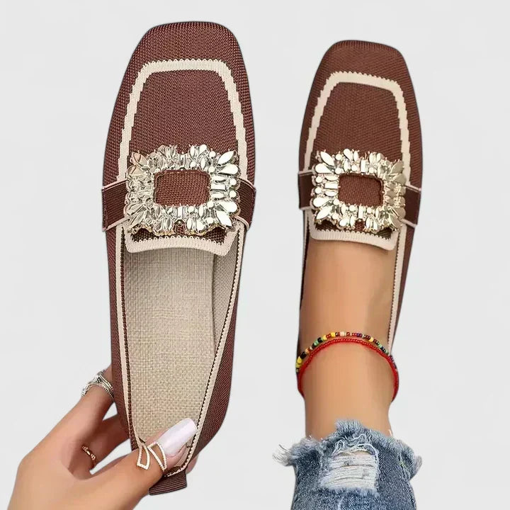 Loafers för kvinnor | Fyrkantig tå med dekorativ rem