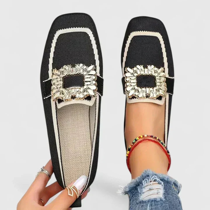 Loafers för kvinnor | Fyrkantig tå med dekorativ rem