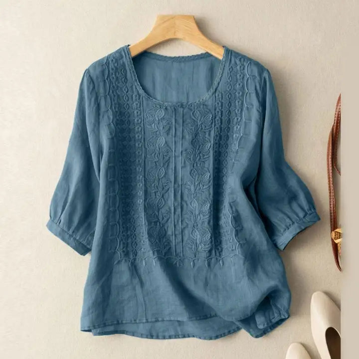 Kvinnors Blus | Broderad Framdels Detalj