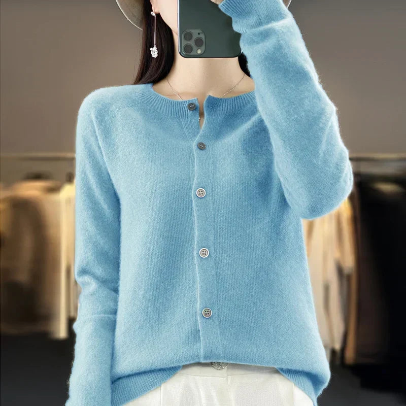 Kvinnors Cardigan | Knappframsydd Stickad