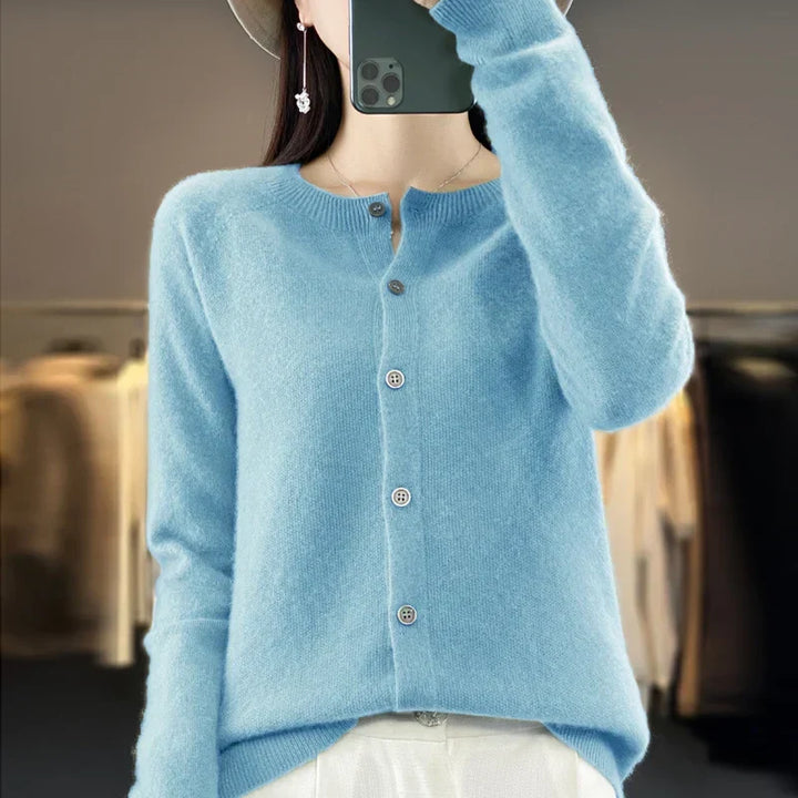 Kvinnors Cardigan | Knappframsydd Stickad