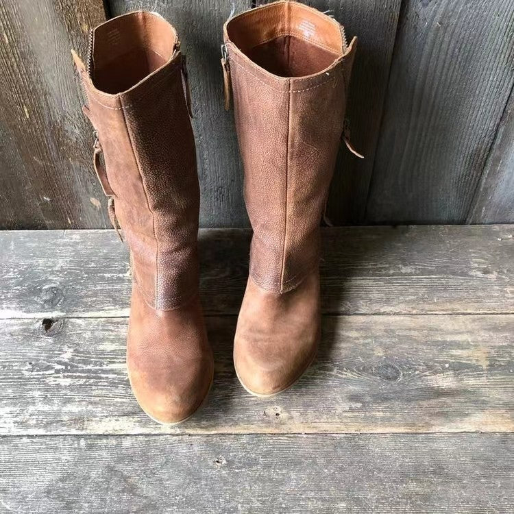 Stövlar för kvinnor | Mid-Calf Sidodragkedja Detalj