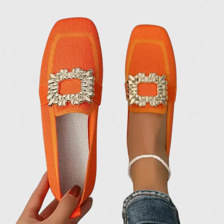 Loafers för kvinnor | Fyrkantig tå med dekorativ rem