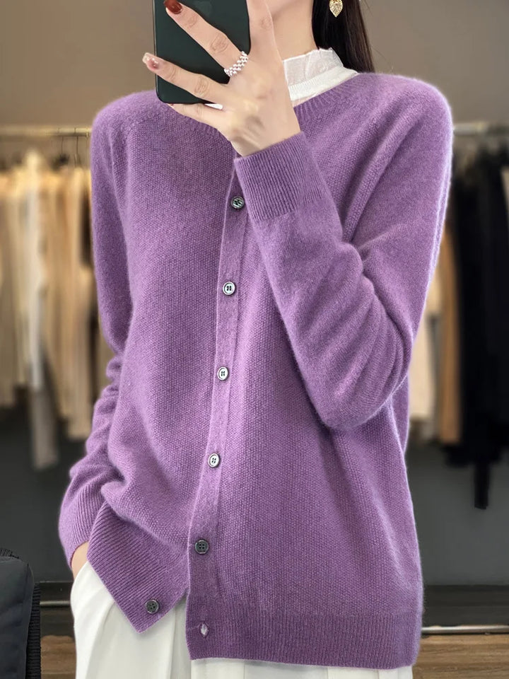 Kvinnors Cardigan | Knappframsydd Stickad