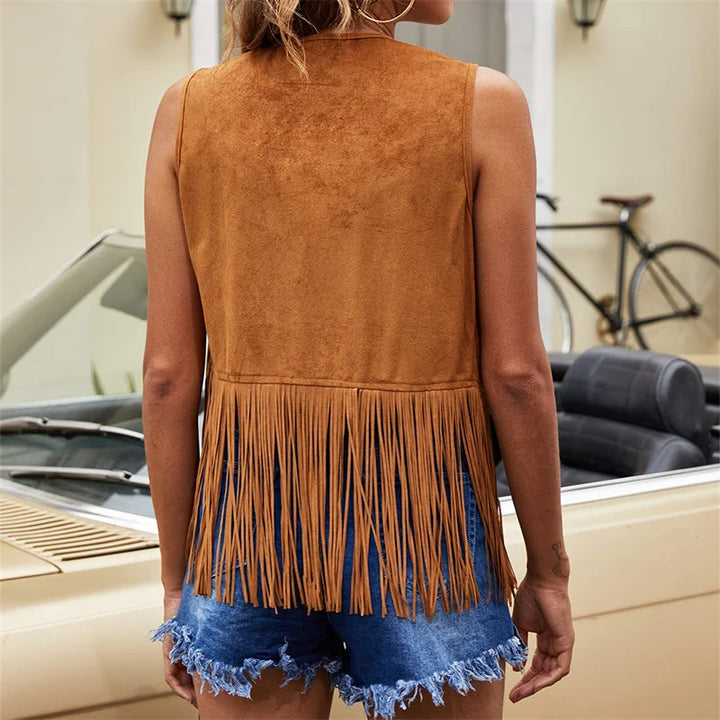 Kvinnors Västar | Ärmlös Fringed Öppen Framsida