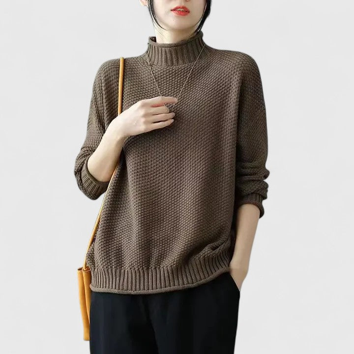 Kvinnors Tröja | Texturerad Mock Neck