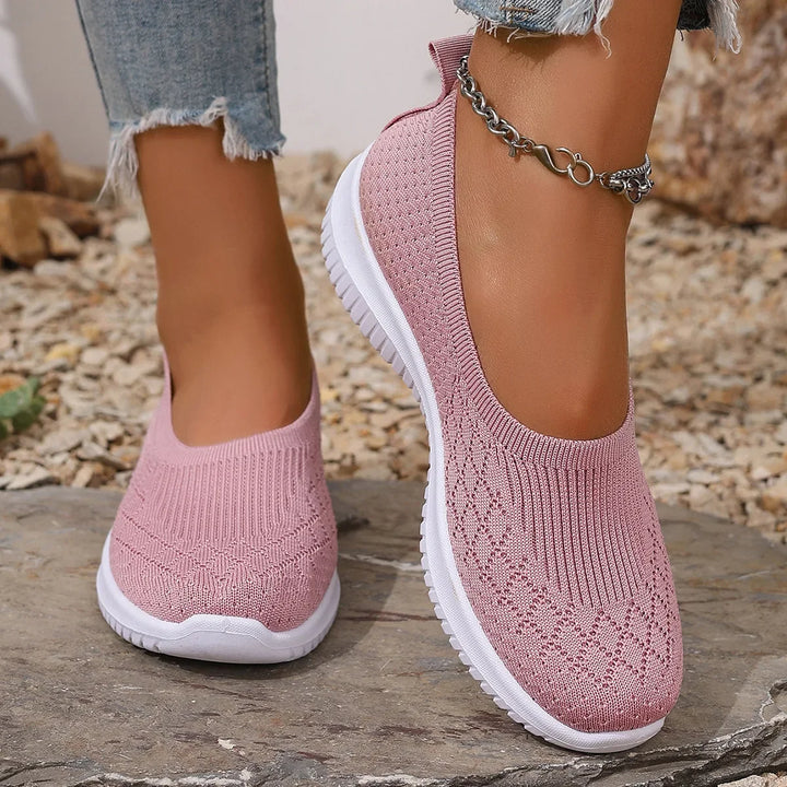 Slip-On Skor för Kvinnor | Stickad Överdel Stängd Tå
