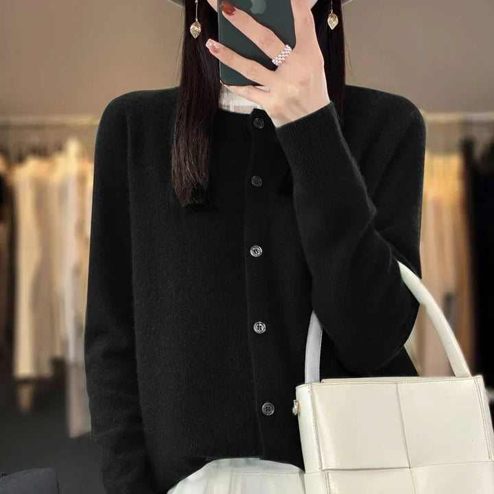 Kvinnors Cardigan | Knappframsydd Stickad