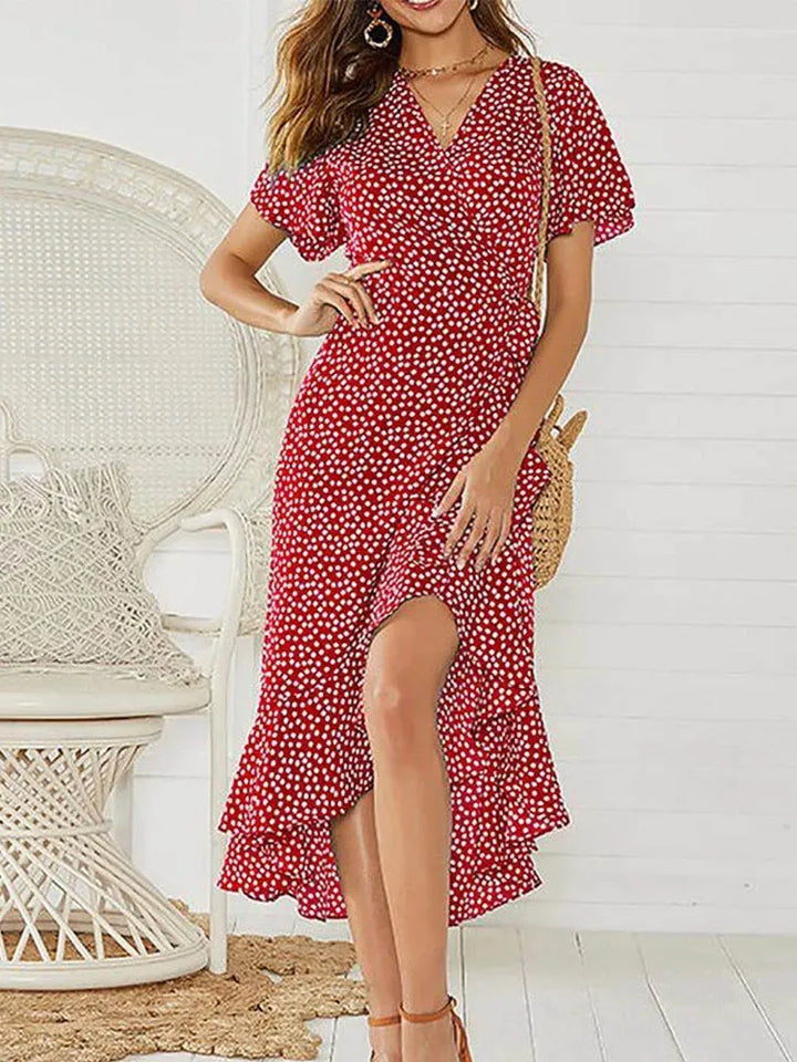 Kvinnors Sommarklänning | Wrap Ruffle Midi