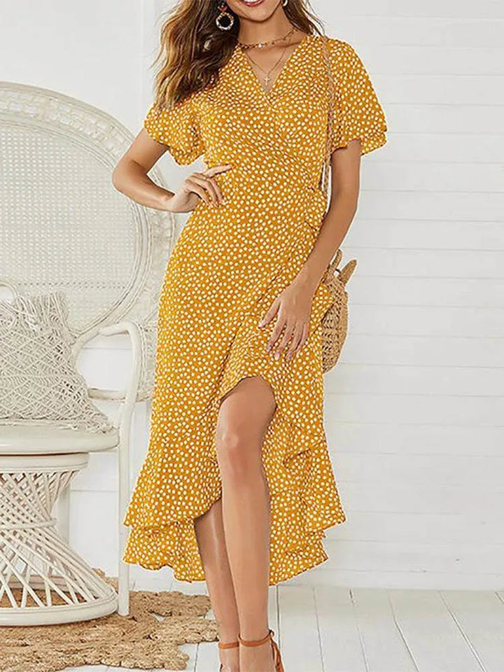 Kvinnors Sommarklänning | Wrap Ruffle Midi