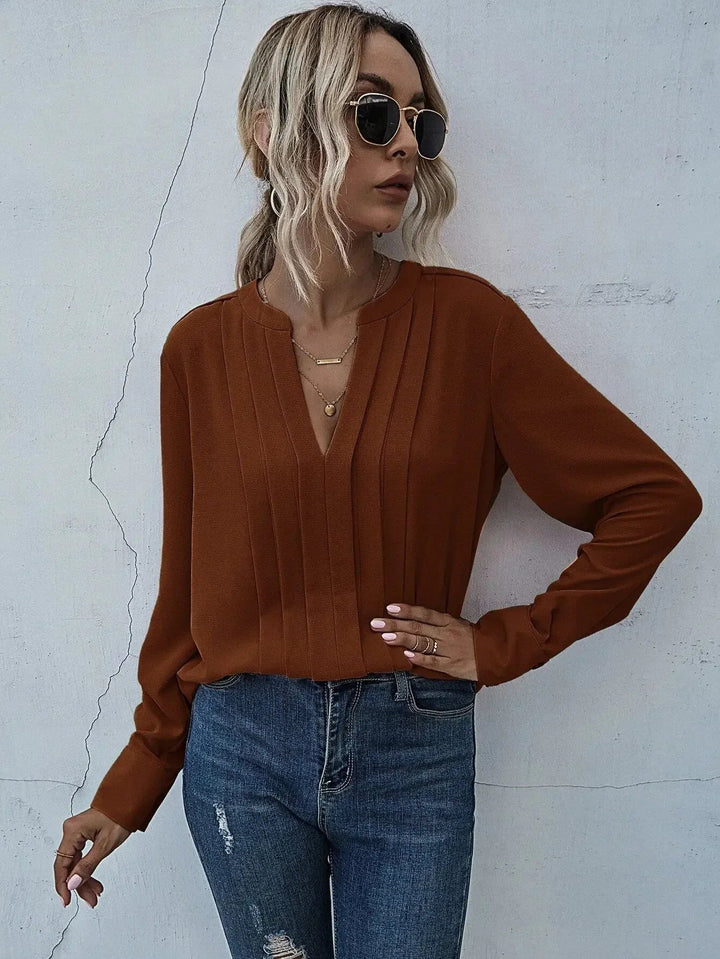 Kvinnors Blus | Plisserad V-Hals