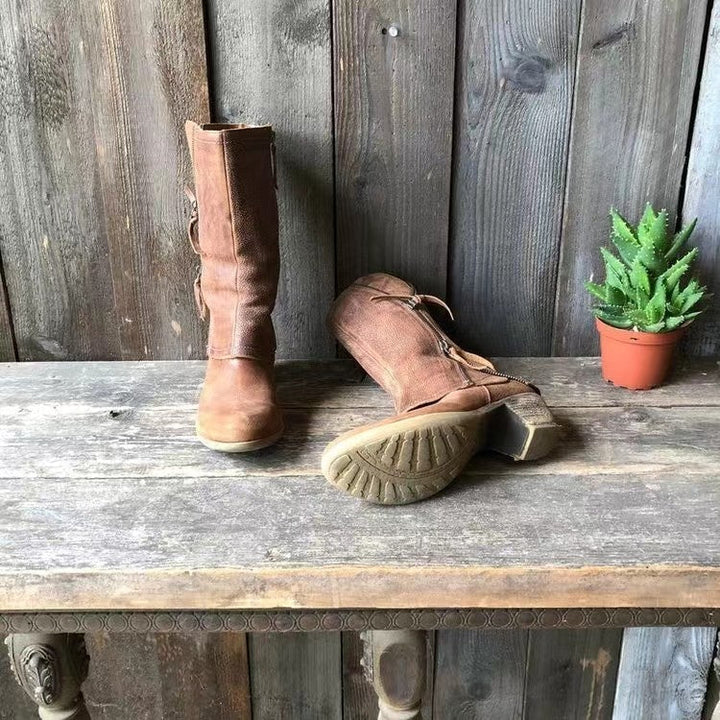 Stövlar för kvinnor | Mid-Calf Sidodragkedja Detalj