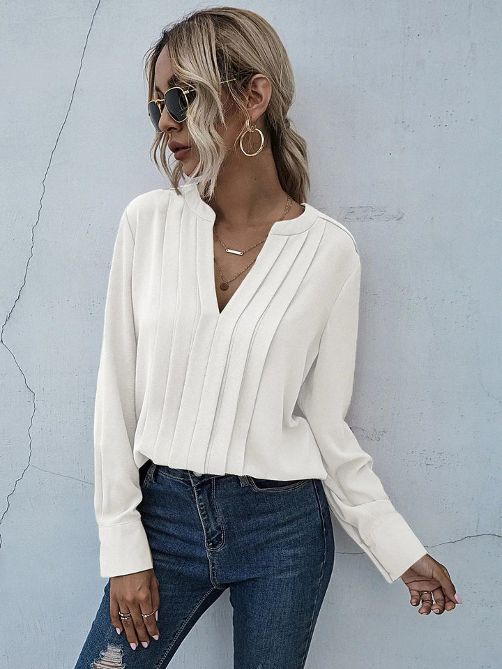 Kvinnors Blus | Plisserad V-Hals