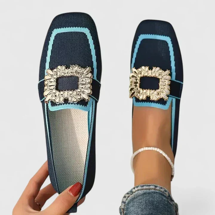 Loafers för kvinnor | Fyrkantig tå med dekorativ rem