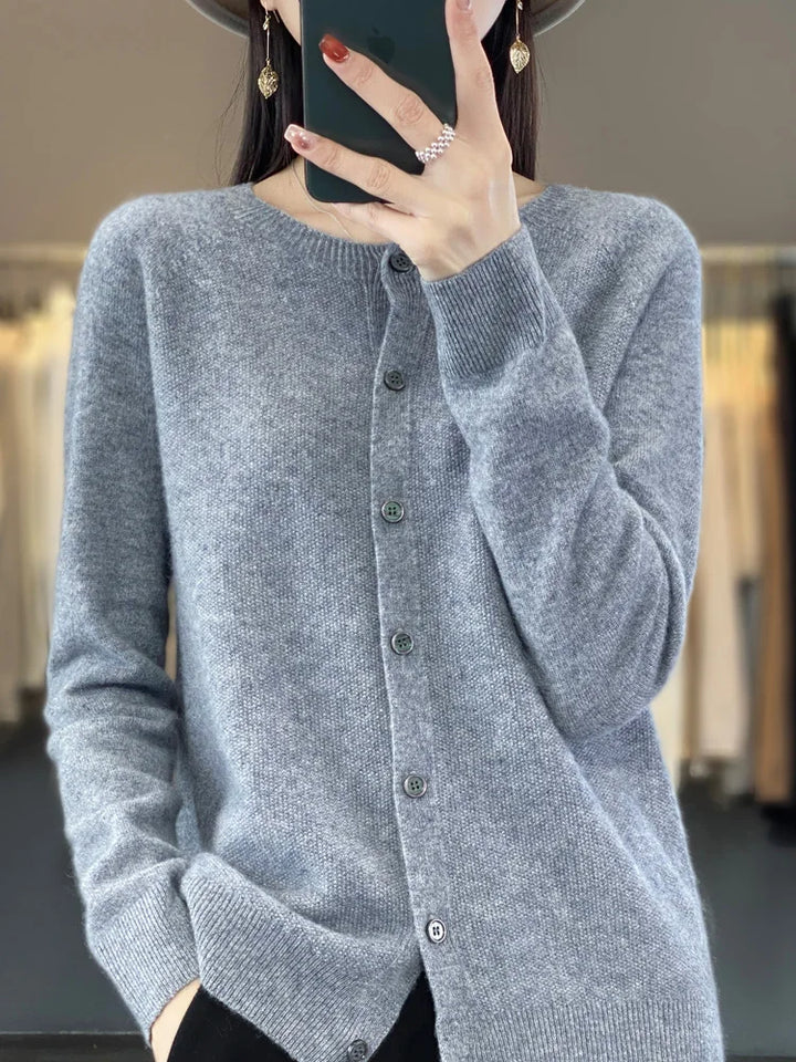 Kvinnors Cardigan | Knappframsydd Stickad