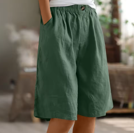 Damshorts | Elastisk Midja Löst Passform Med Fickor