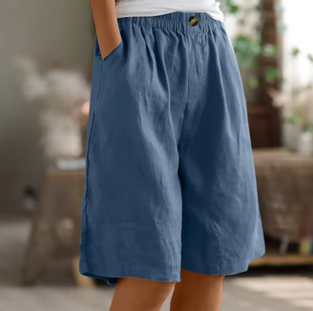 Damshorts | Elastisk Midja Löst Passform Med Fickor