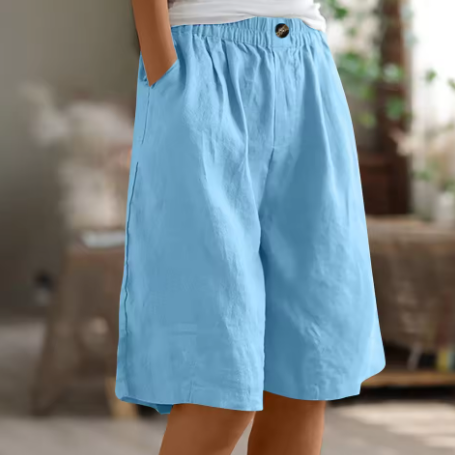 Damshorts | Elastisk Midja Löst Passform Med Fickor
