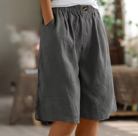 Damshorts | Elastisk Midja Löst Passform Med Fickor