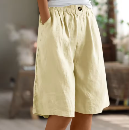 Damshorts | Elastisk Midja Löst Passform Med Fickor