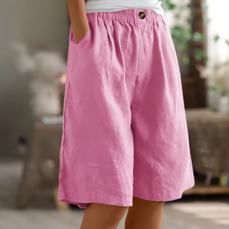 Damshorts | Elastisk Midja Löst Passform Med Fickor