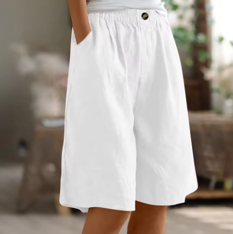 Damshorts | Elastisk Midja Löst Passform Med Fickor