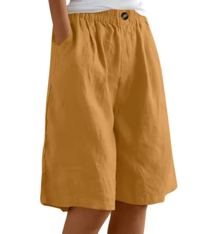 Damshorts | Elastisk Midja Löst Passform Med Fickor