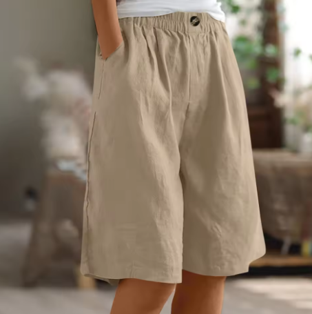 Damshorts | Elastisk Midja Löst Passform Med Fickor