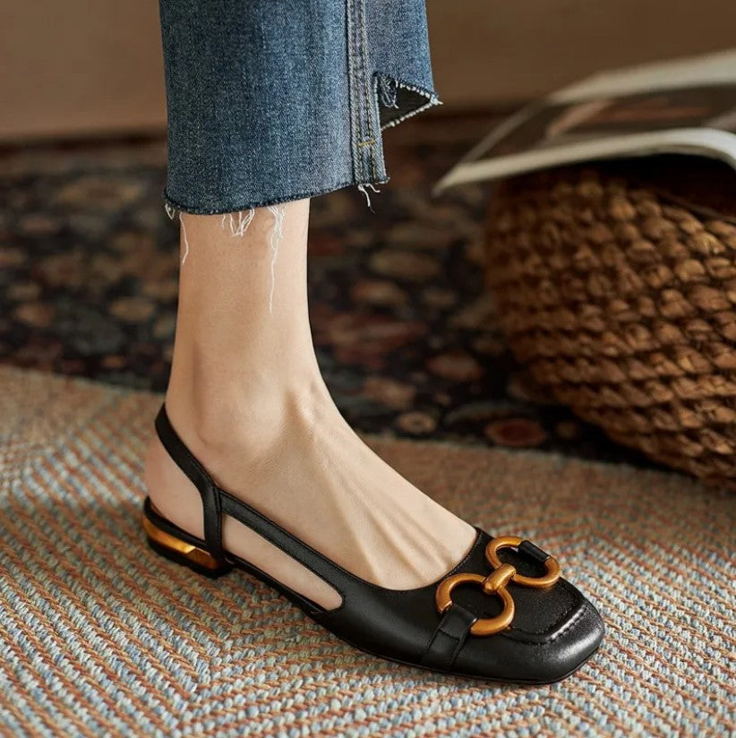 Lägenheter För Kvinnor | Slingback Fyrkantig Tå Detalj