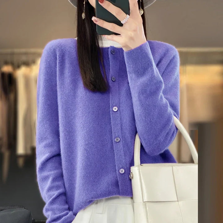 Kvinnors Cardigan | Knappframsydd Stickad