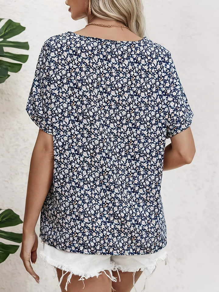 Kvinnors Blus | Blommig Tryck Knapp Framsidan