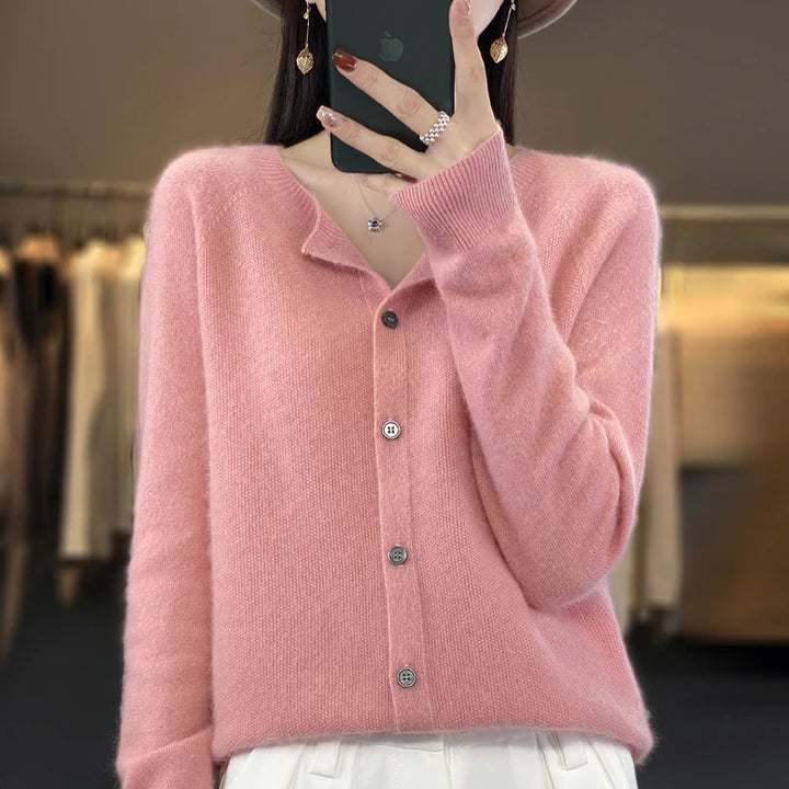 Kvinnors Cardigan | Knappframsydd Stickad