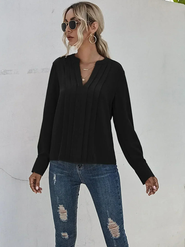 Kvinnors Blus | Plisserad V-Hals