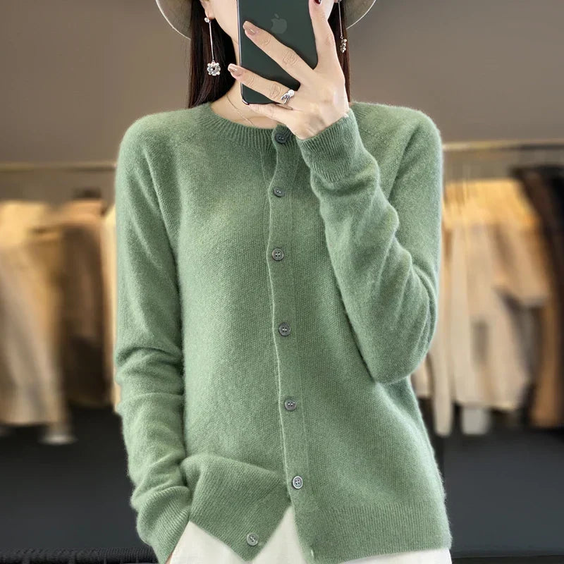 Kvinnors Cardigan | Knappframsydd Stickad