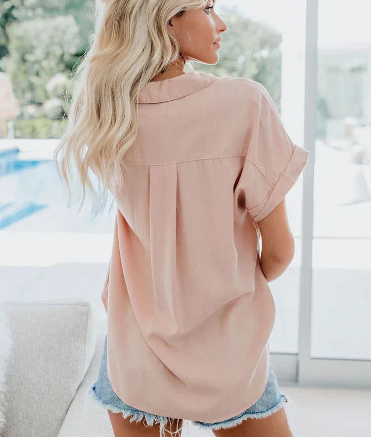 Damblus | Knappfront med Fickor