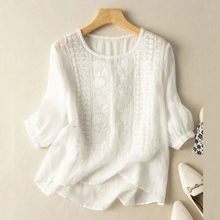 Kvinnors Blus | Broderad Framdels Detalj