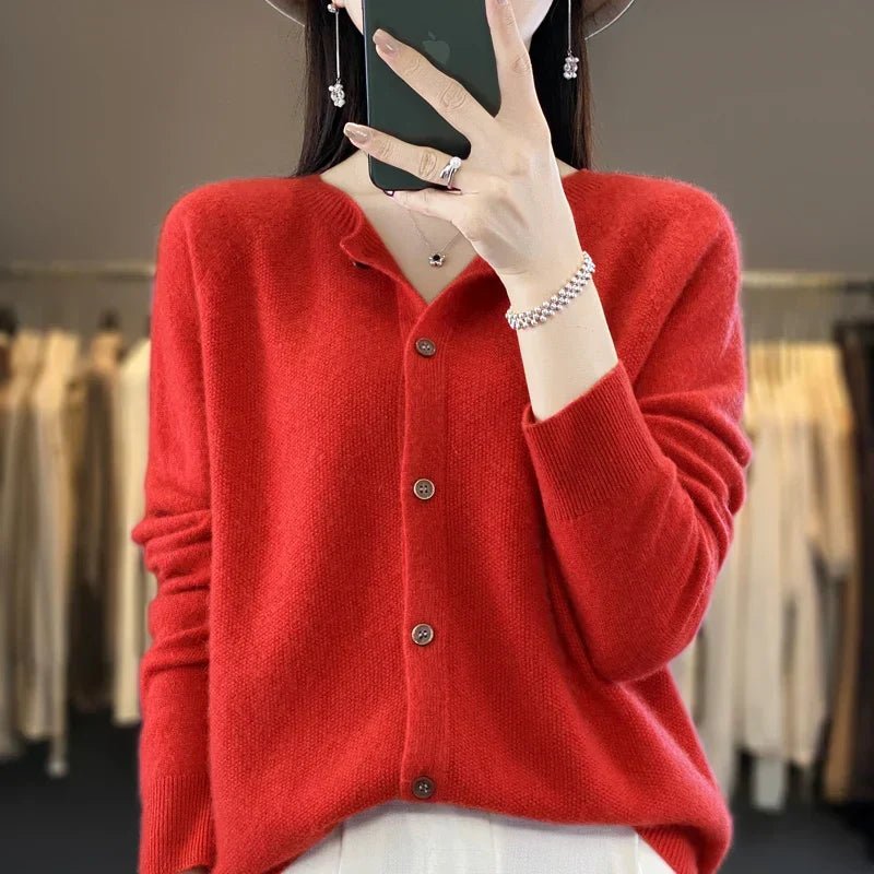 Kvinnors Cardigan | Knappframsydd Stickad