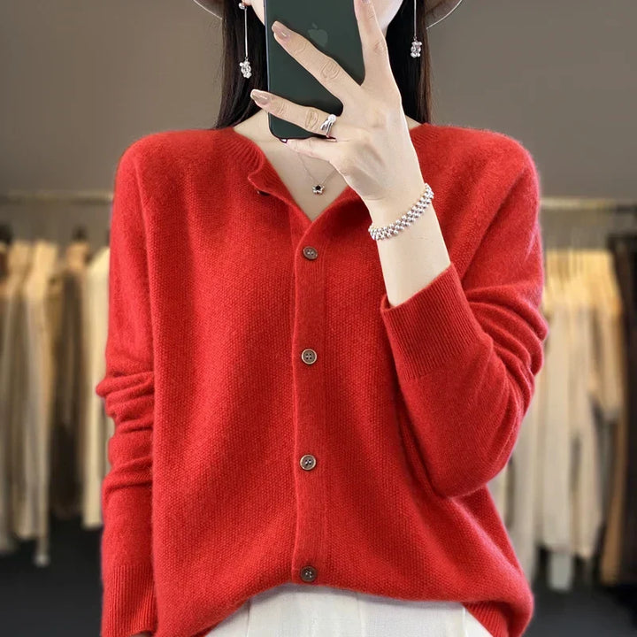 Kvinnors Cardigan | Knappframsydd Stickad