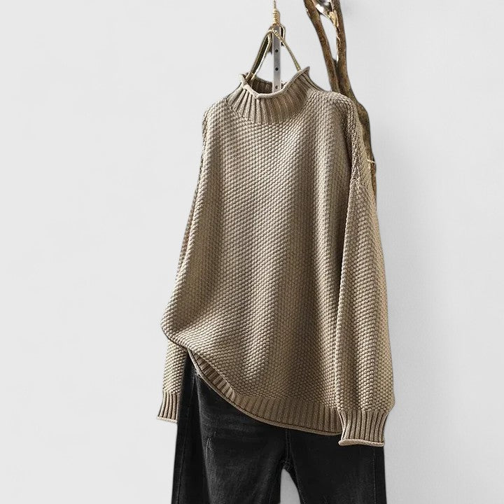 Kvinnors Tröja | Texturerad Mock Neck