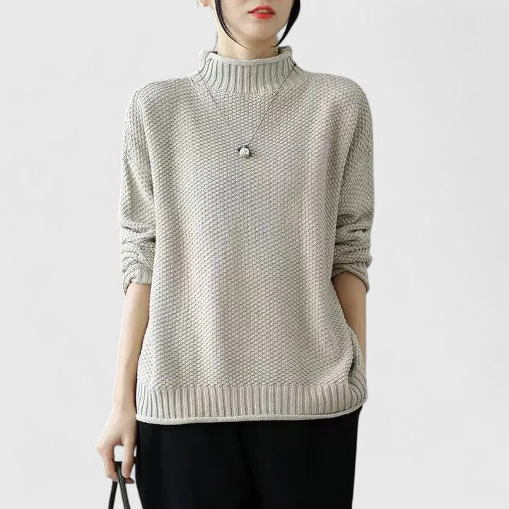 Kvinnors Tröja | Texturerad Mock Neck