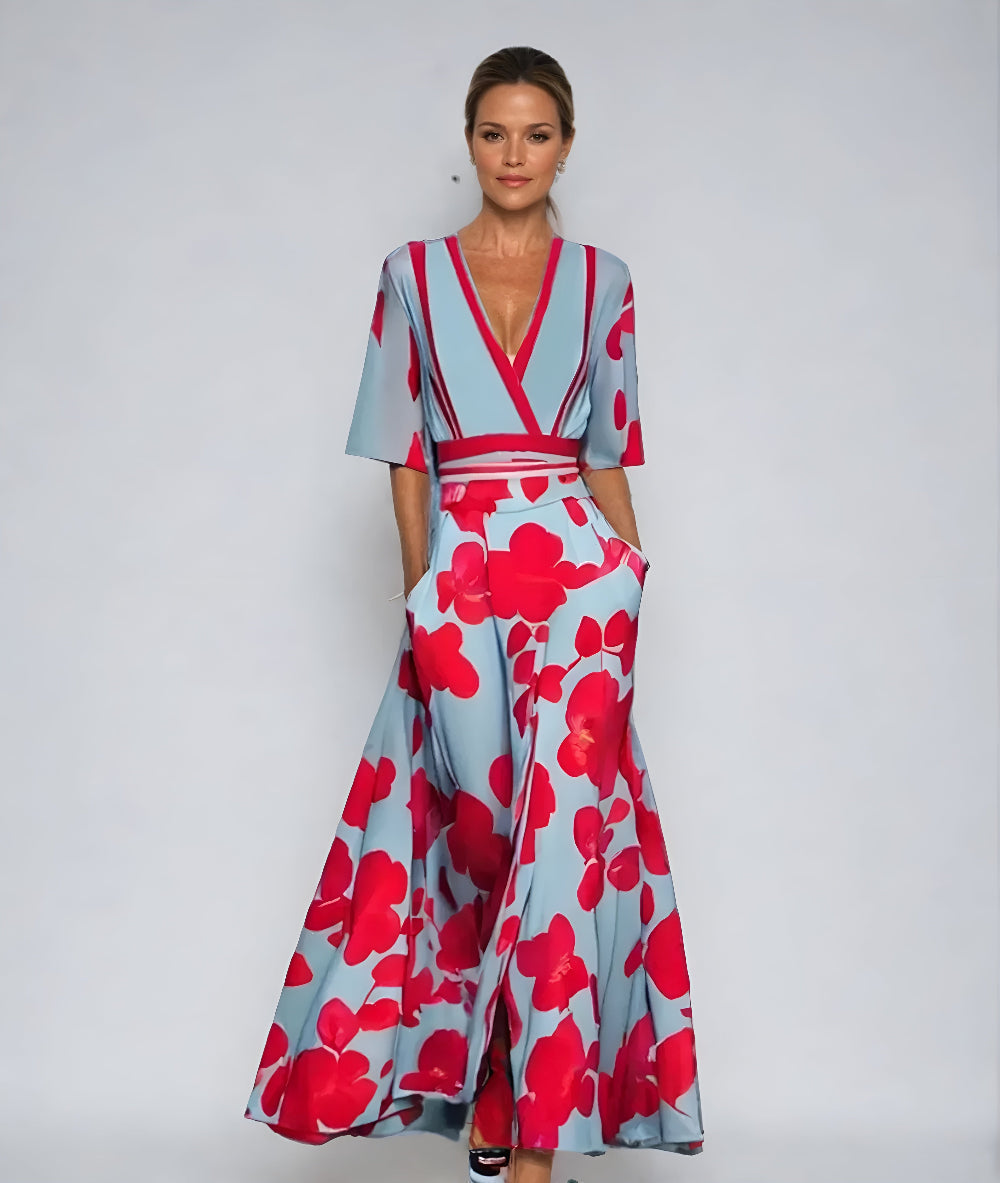 Kvinnors Klänning | Blommig Wrap Maxi Längd