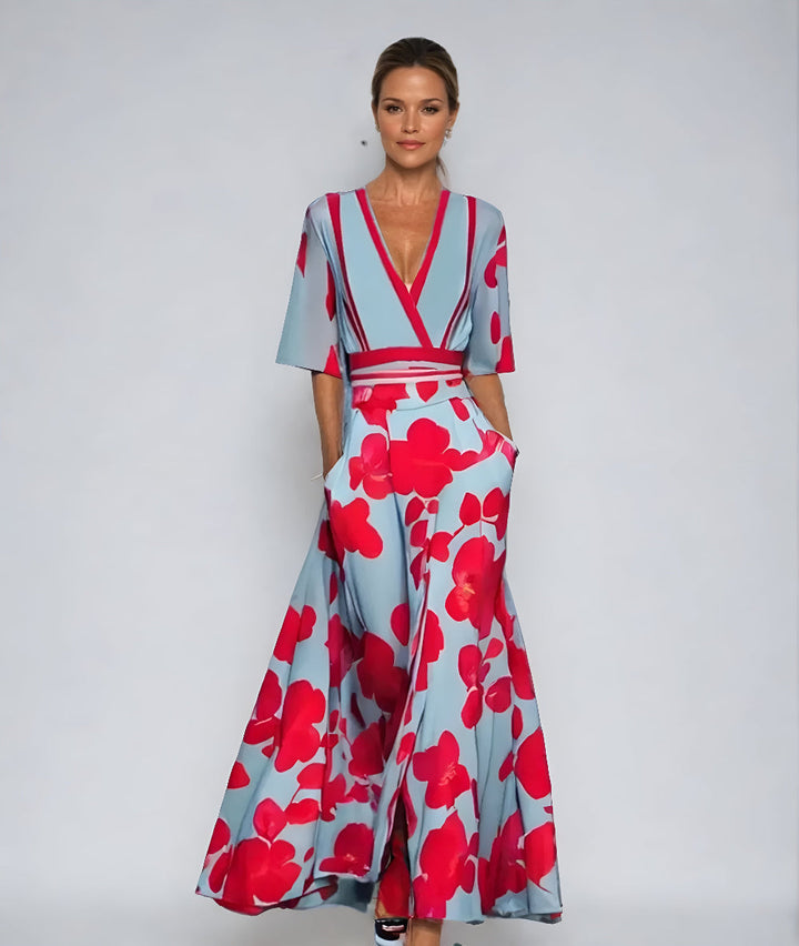 Kvinnors Klänning | Blommig Wrap Maxi Längd