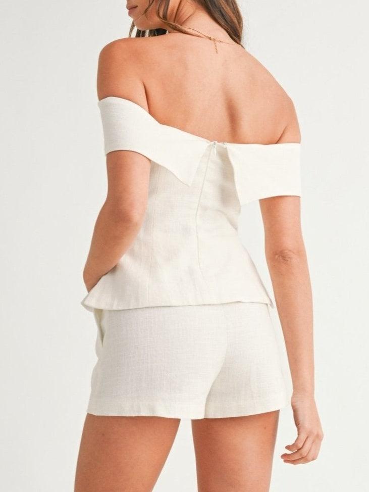 Kvinnors Tvådelade Set | Off-Shoulder Stil Top Korta Byxor