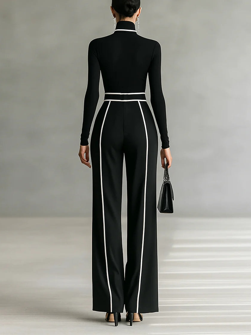 Kvinnors Tvådelade Set | Långärmad Turtleneck Topp