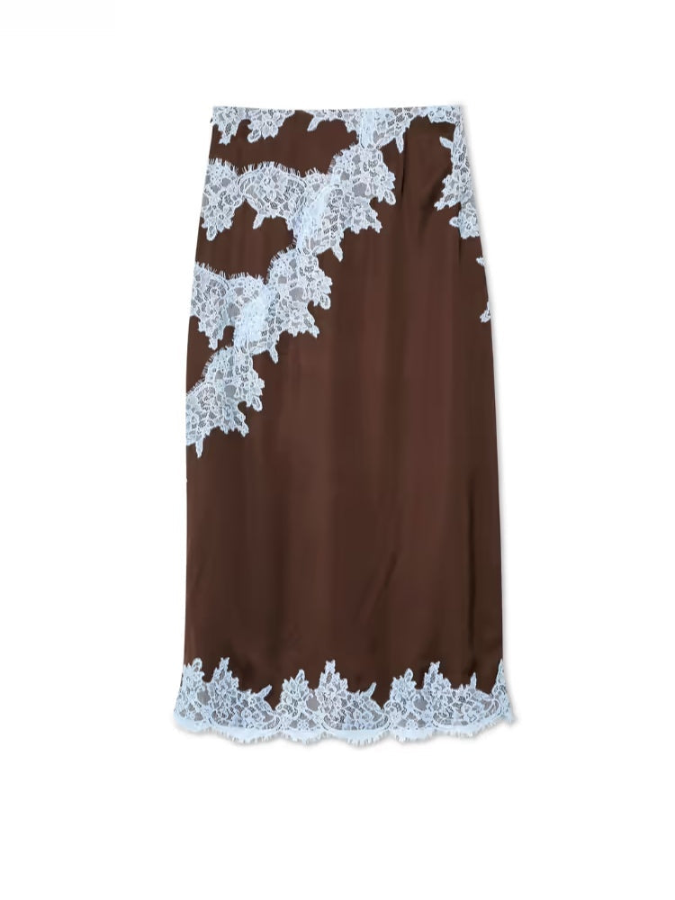 Kvinnors Tvådelade Set | Halterneck med Scarf och Kjol
