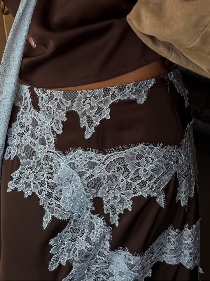 Kvinnors Tvådelade Set | Halterneck med Scarf och Kjol