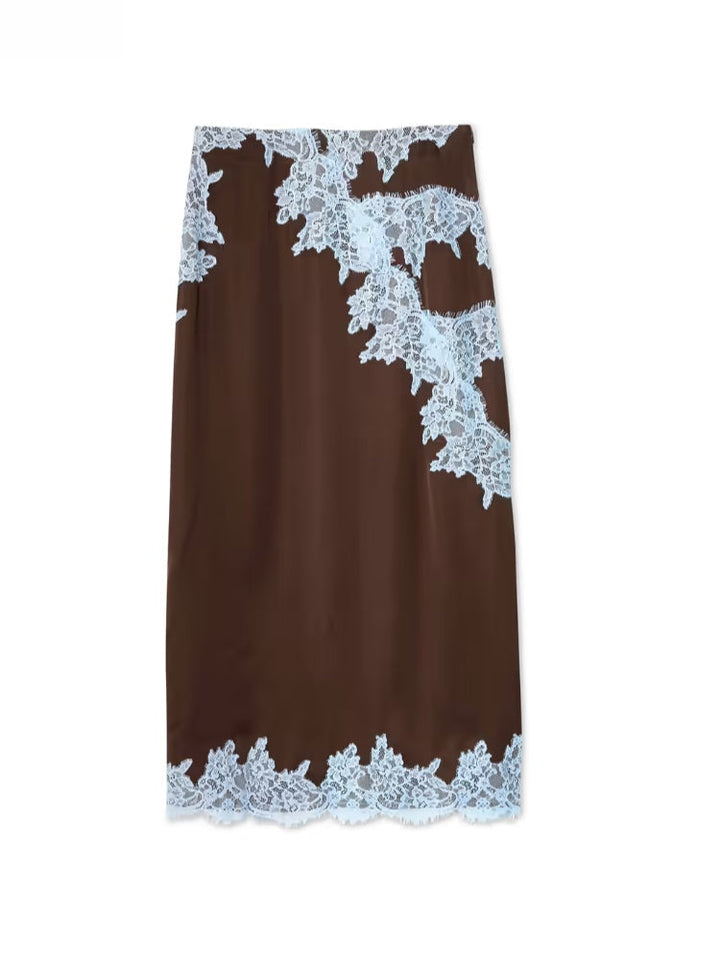Kvinnors Tvådelade Set | Halterneck med Scarf och Kjol