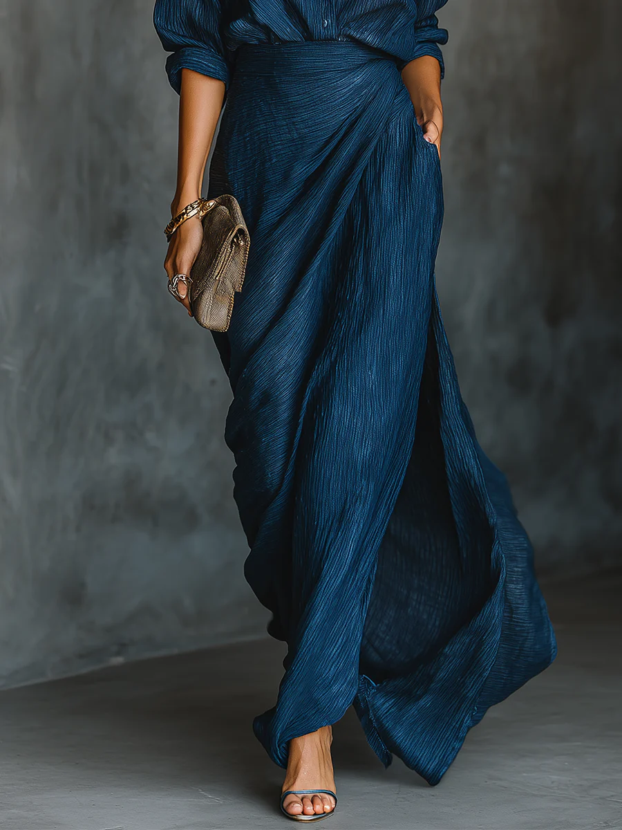 Kvinnors Tvådelade Set | Wrap Top Maxi Kjol