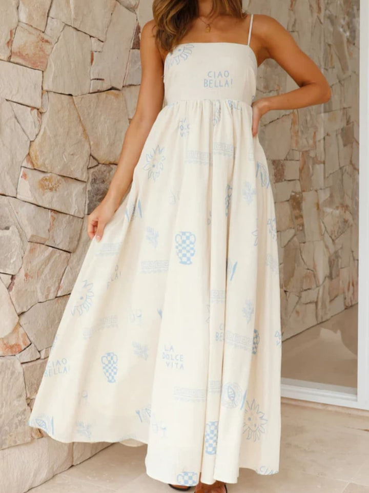 Kvinnors Maxi Sundress | Öppen Rygg